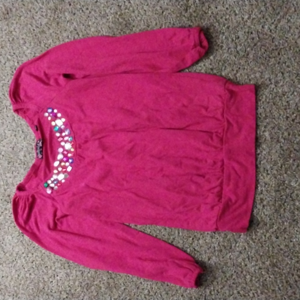 Girls Tempted Girls Pink jeweled long sleeve tee shirt size S